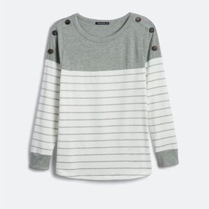 Pink Clover Gray and White Striped Long Sleeve Top